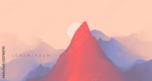 Mountain landscape. Mountainous terrain. Vector illustration. Abstract background.