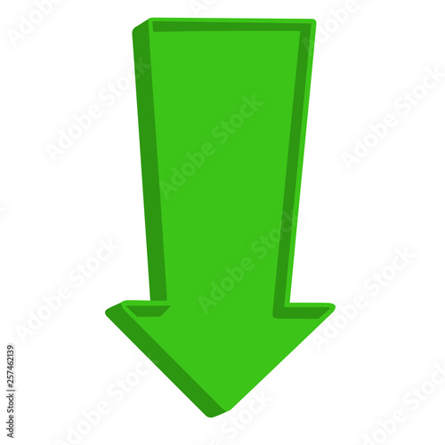 Green arrow pointing down on a white background