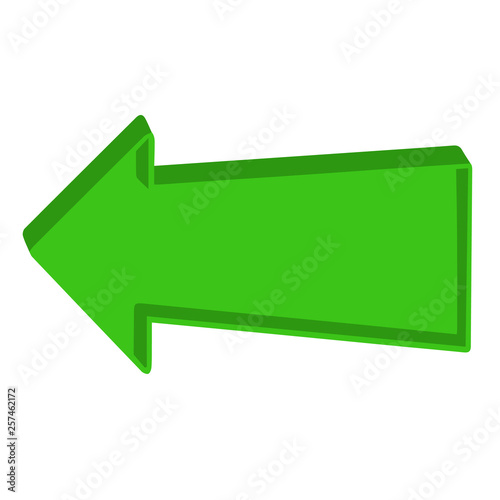 Green arrow pointing left on a white background