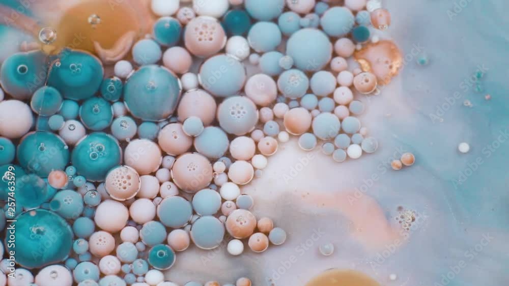Abstract pastel colors bubbles paint. Slow motion. Top view Abstract pastel colors bubbles paint. Slow motion. Top view
