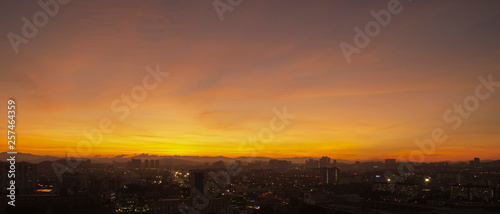 Canvas Print Aerial shot at dawn of Petaling Jaya, Kuala Lumpur, Malaysia