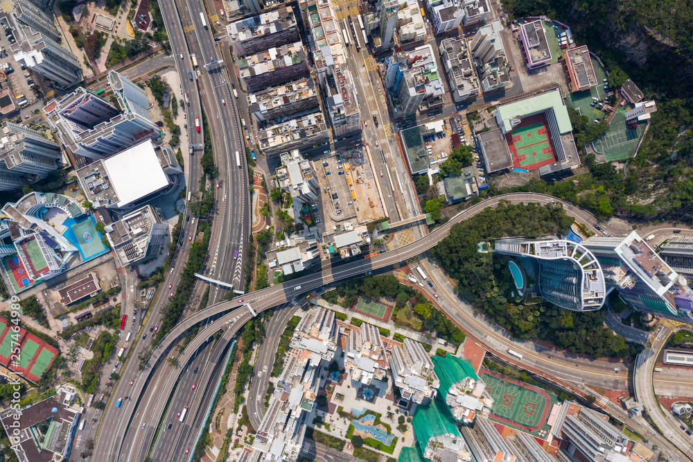 Aerial view of Hong Kong city