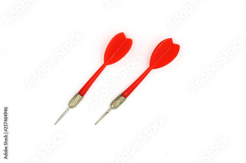 two Red Dart concept for marketing target and success Isolated on White Background