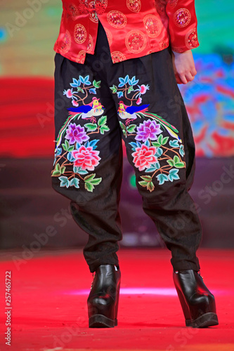embroidered black trousers