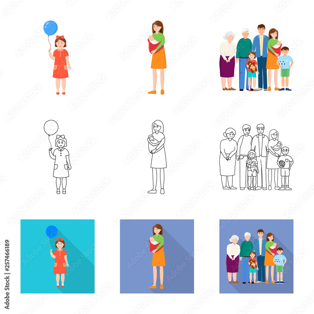 Isolated object of character and avatar sign. Collection of character and portrait stock symbol for web. Isolated object of character and avatar sign. Collection of character and portrait stock symbol for web.
