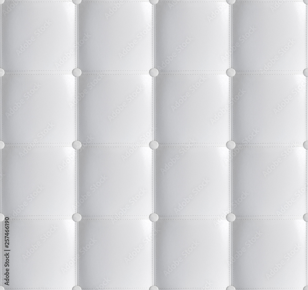 White Leather Quilted Headboard Seamless Pattern, Luxury soft leather