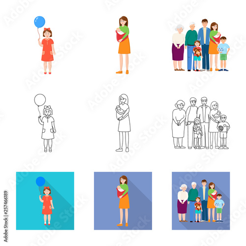 Isolated object of character and avatar sign. Collection of character and portrait stock symbol for web.