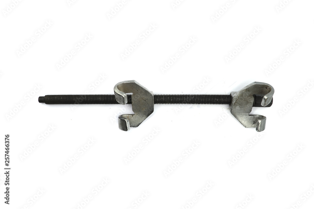COIL SPRING COMPRESSOR, DROP FORGED COIL SPRING COMPRESSOR isolated on white background COIL SPRING COMPRESSOR, DROP FORGED COIL SPRING COMPRESSOR isolated on white background
