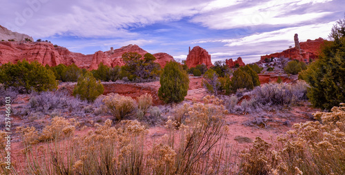 Kochorme State Park Utah landscape of desert terrain with purple filter