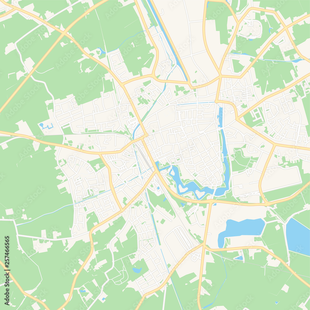 Ypres , Belgium printable map