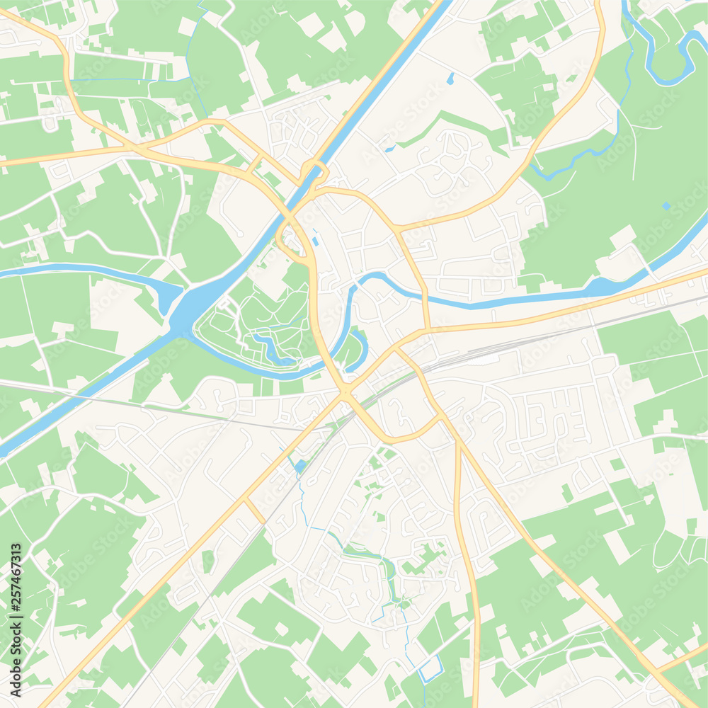 Fototapeta premium Deinze, Belgium printable map