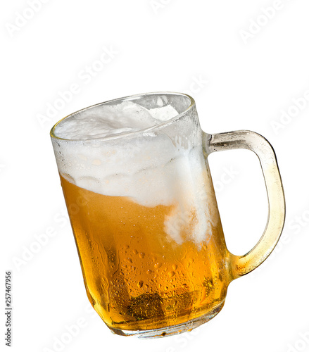 Glass of beer isolated on the white background