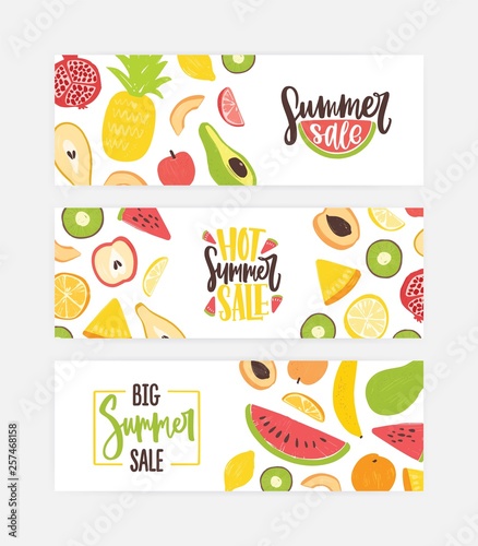 Collection of horizontal web banner templates with delicious sweet exotic org...