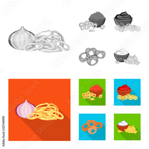 Vector design of taste and seasonin symbol. Set of taste and organic   stock symbol for web.