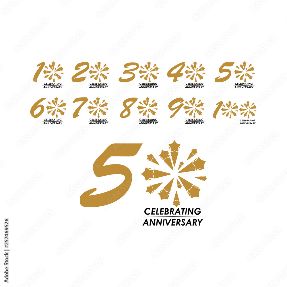 50 Year Celebrating Anniversary Set Vector Template Design Illustration