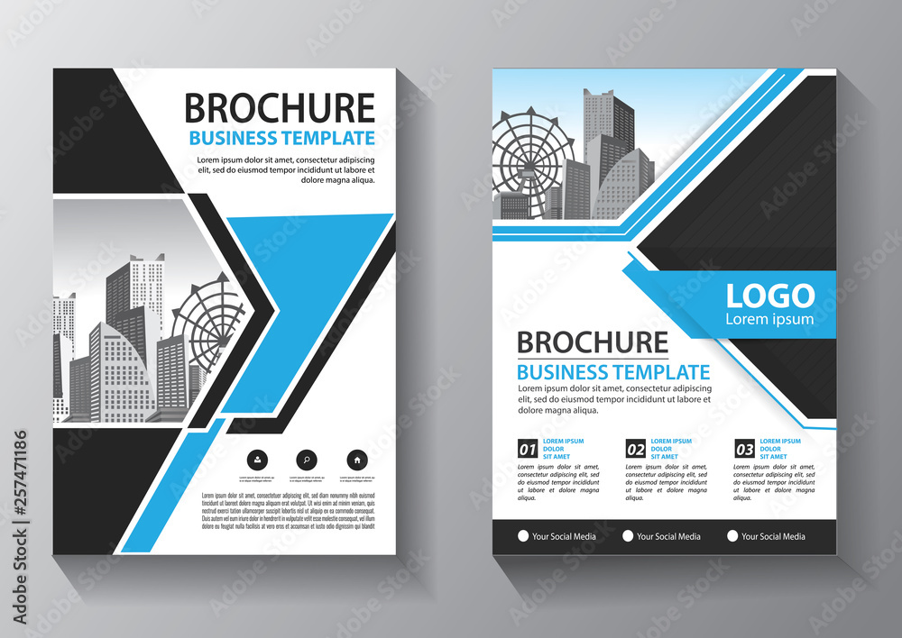 Business abstract vector template. Brochure design, cover modern layout, annual report, poster, flyer in A4 with colorful triangles, geometric shapes for tech, science, market with light background