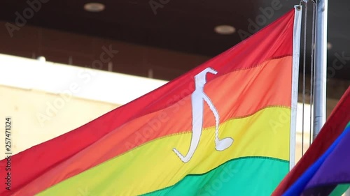 Rainbow LGBT Pride Flag with Lambda Symbol photo