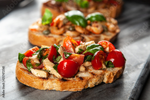 Assortment of traditional Italian bruschettas