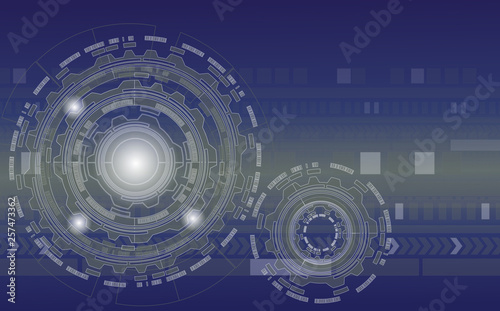Blue digital Technology Gears Wheel and Cock with Background,Background mechanism of abstract cogwheel Industrial machinery 
