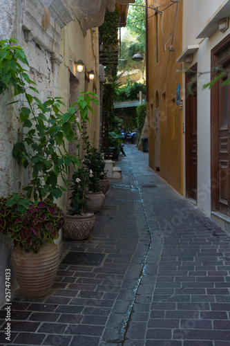 Chania old street of Crete island, Greece © axynia