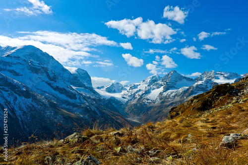 Caucasus mountain gorge in the valley of the river Myrda