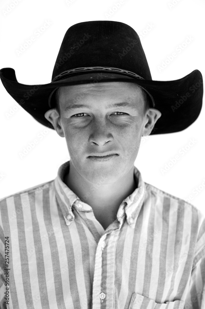 Black and white portrait of cowboy Black and white portrait of cowboy
