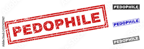 Foto Grunge PEDOPHILE rectangle stamp seals isolated on a white background