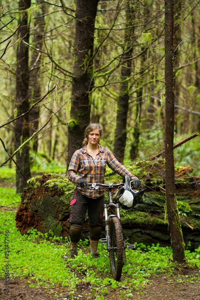 Mountain biking on a wet day. Mountain biking on a wet day.