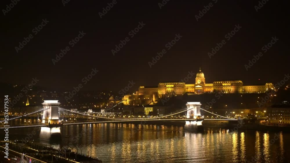 Night view of the famous Széchenyi Chain Bridge with Buda Castle Night view of the famous Széchenyi Chain Bridge with Buda Castle