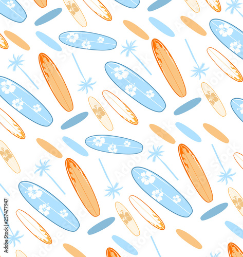 Seamless vector pattern with surfboards