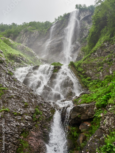 Views of the green mountains with the highest waterfall