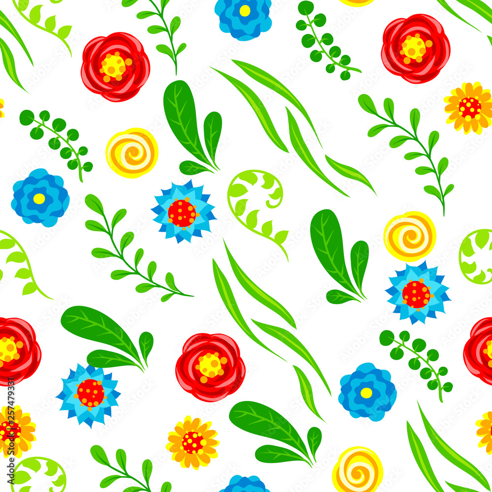 Seamless pattern with summer flowers.
