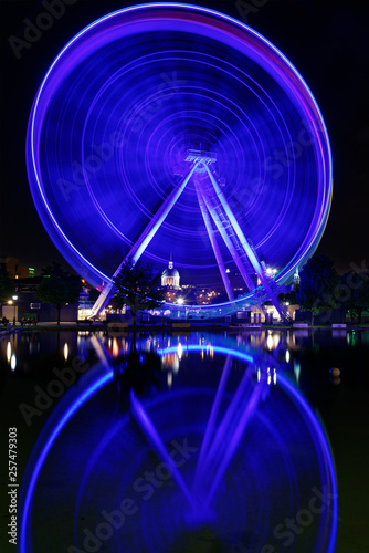 The Montreal Big Wheel La Grande Roue de Montreal in the Old Port at night
