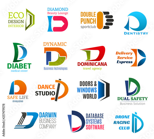Business icons, letter D, corporate identity