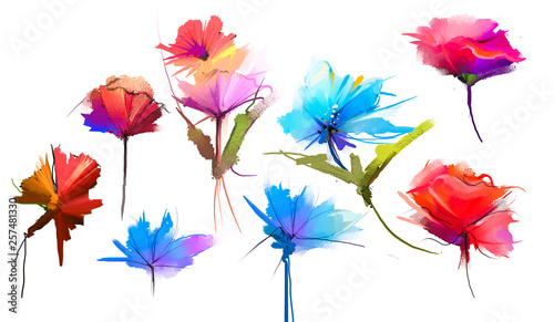 Abstract oil painting flowe...
