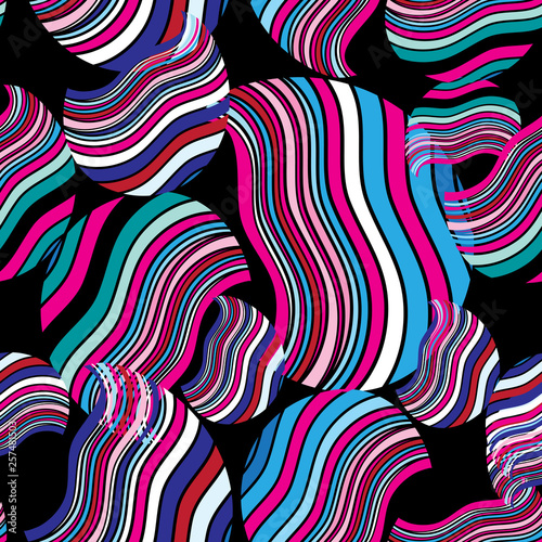 Seamless trendy abstract pattern from different waves