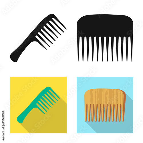 Vector illustration of brush and hair logo. Set of brush and hairbrush stock symbol for web.