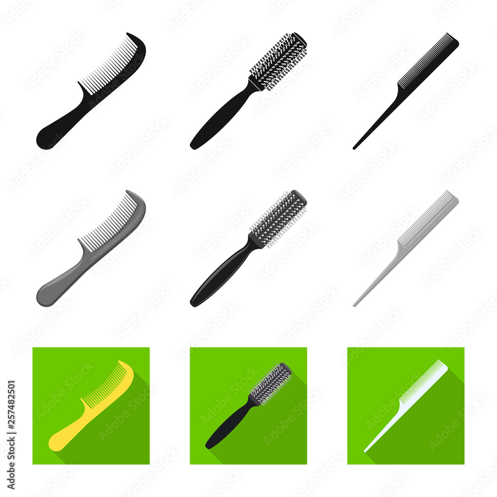 Vector illustration of brush and hair symbol. Collection of brush and hairbrush vector icon for stock. Vector illustration of brush and hair symbol. Collection of brush and hairbrush vector icon for stock.