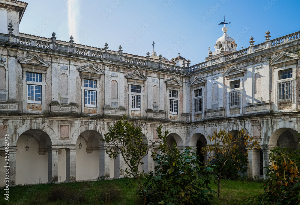 Beautiful facade of old museum in Lisbon