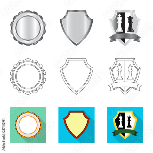Vector illustration of emblem and badge symbol. Collection of emblem and sticker stock symbol for web.