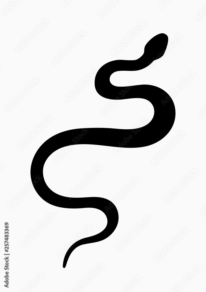 Black silhouette snake. Isolated symbol or icon snake on white background. Abstract sign snake. Vector illustration Black silhouette snake. Isolated symbol or icon snake on white background. Abstract sign snake. Vector illustration