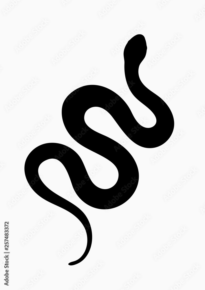Black silhouette snake. Isolated symbol or icon snake on white background. Abstract sign snake. Vector illustration Black silhouette snake. Isolated symbol or icon snake on white background. Abstract sign snake. Vector illustration