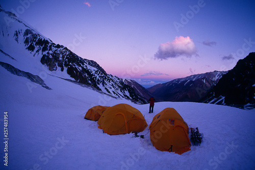 A camp beneath the south face of Cerro Mercedario, Argentina. photo