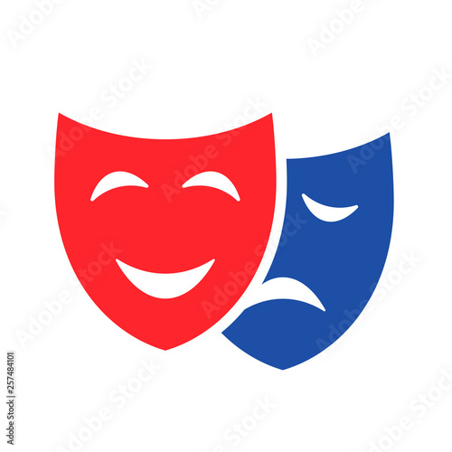 Happy and sad theatre mask icon
