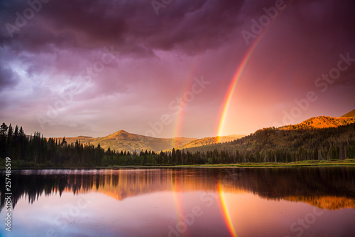 Double rainbow over Silver Lake, Brighton, Utah. photo