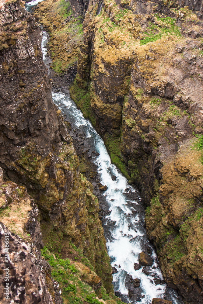 Top view of the Botnsa river - Glymur, Iceland