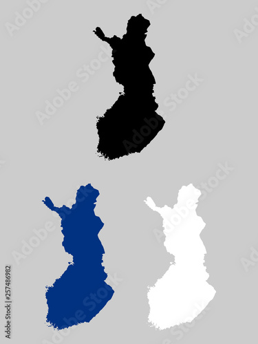 Finland map with national flag 