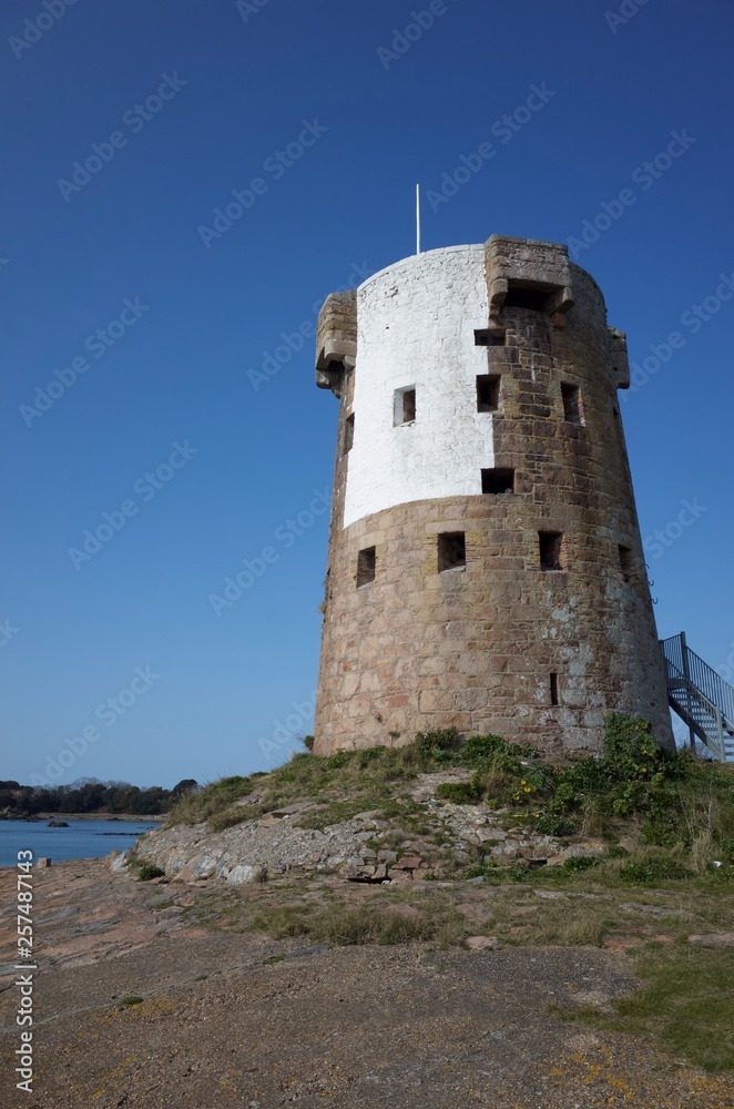 Le Hocq tower, Jersey, U.K. Napoleonic coast tower from the 19th century.