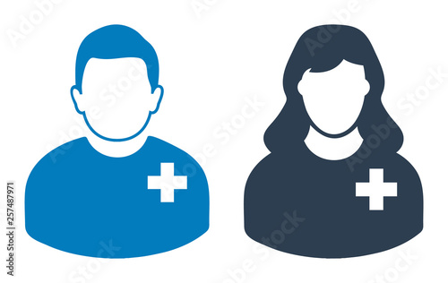 Male and Female Patient Icon. Flat style vector EPS.