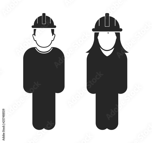  Standing Worker Couple Icon. Flat style vector EPS.